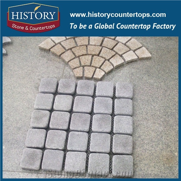 History Stones Chinese Best Selling Custom Granite Building Stone Design Rough Surface Top Flamed Square Light Grey G603 Decorative Pavement Garden Path Net Driveway Paving Cobble Sheet & Pavers