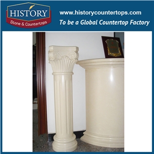 History Stones Chinese Polished Surface Western Style Ornamental Galala Beige Marble Statue Pillar Design Construction Pedestal Columns