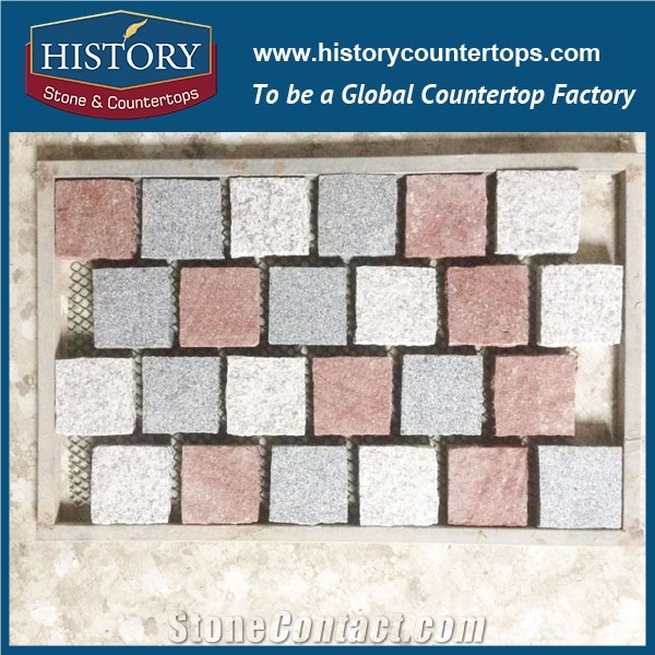 History Stones Chinese Supplier Top Material Flamed Surface Finish Granite Fan Patterns Grey G603 Flooring Design Wholesale Outdoor Building Construction Decoration Cobblestone Sheet & Pavers