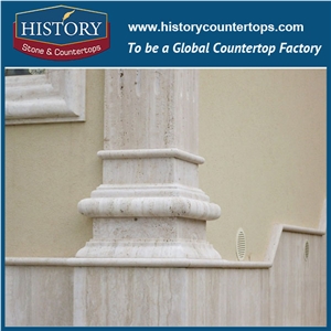 History Stones European Roman Indoor Solid Decorative Galala Beige Marble Carved Pillar Garden Using Home Balcony Construction Decoration Column
