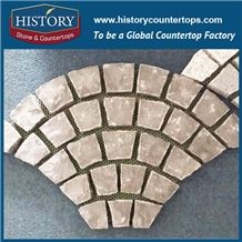 History Stones Fan Patterns Decorative Natural Chinese Paver Yellow Rustic Flamed G682 Granite Paving, Garden Stepping Floors, Exterior Floor Paver, Rain Drainage Flooring Cobble Sheet & Pavers