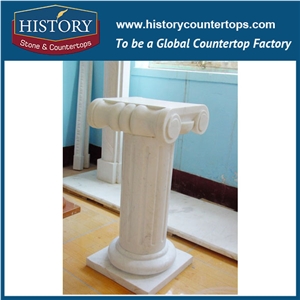 History Stones Fashionable White Marble Roman Pillars Polished Natural Stone Column with Girl Statue Floral Square Design Sculptured Columns