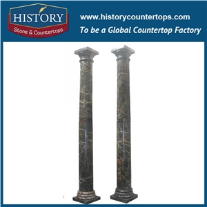 History Stones Hand Carved Eastern Style Natural Stone Column with Girl Statue Outdoor White Marble Pillar Garden Decorated Pillar Columns