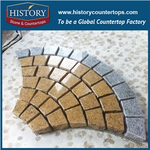 History Stones Mixed Fan Shaped Granite Stone Cube Paving Chinese Outdoor Car Parking Lot Park Decoration Road Paver Interlocking Pavement Laying Landscape Cobble Sheet & Pavers
