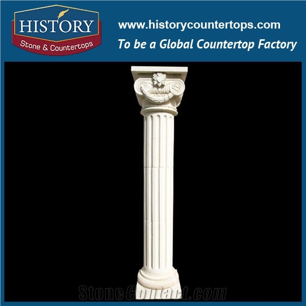 History Stones Natural Ornamental Professional High Quality Galala Beige Marble Gate Pillar Design Building Decoration Outdoor Decorative Columns