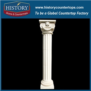 History Stones Natural Ornamental Professional High Quality Galala Beige Marble Gate Pillar Design Building Decoration Outdoor Decorative Columns