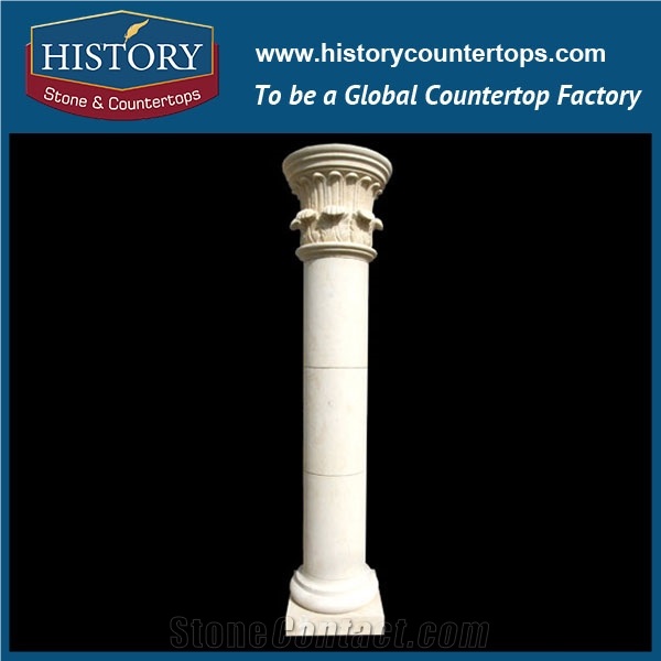 History Stones Oriental Pure White Marble Stone Solid Column Decorative Round Statue Pillar Design Outdoor Hotel Decoration Gate Designs Columns