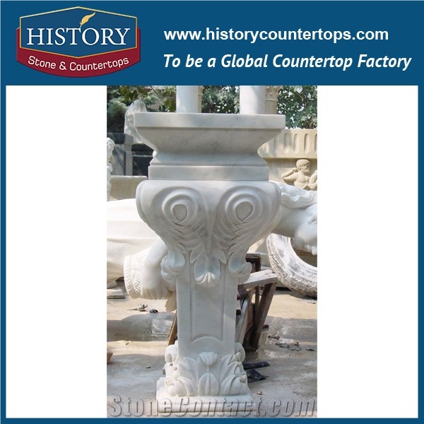 History Stones Outdoor Decorative Column for Homes Pillar Exquisite Design Stone Pure White Marble Stone Entrance Gate Pillar