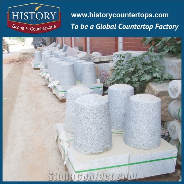 History Stones Outdoor Flamed Car Stop Barriers Granite Stone Grey Granite G603 Walking Street Column Traffic Warning Post Parking Stone