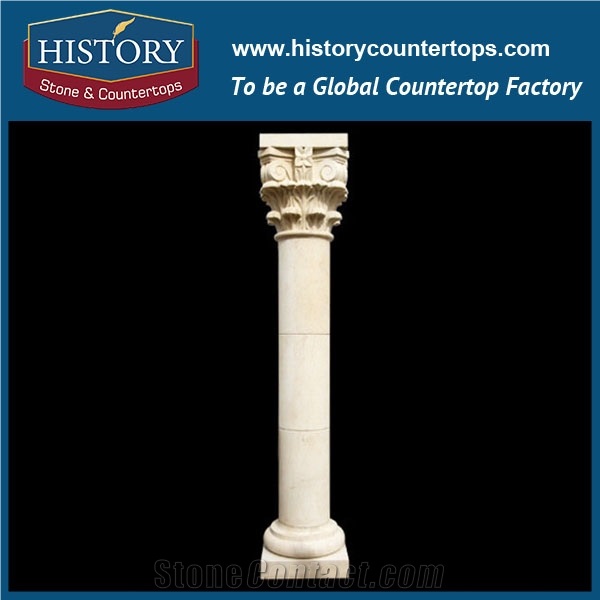History Stones Polishing Pure White Marble Stone Shaping Roman Columns Round Building Design Pillar Construction Decoration Sculptured Column