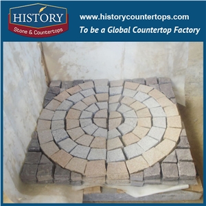 History Stones Popular Natural Round Patterns Flamed Grey Granite Flooring Terrace Covering, Garden Road Pavement, Outside Patio Floor Exterior Walkway Floors, Paving Sets, Cobble Stone Sheet & Pavers