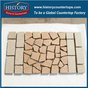 History Stones Unique Design Cut Cube Brown Yellow Granite Fan Shaped Top Flamed Parking Lot Outdoor Driveway Paver Construction Projects Paving Garden Road Laying Cobble Sheet & Pavers