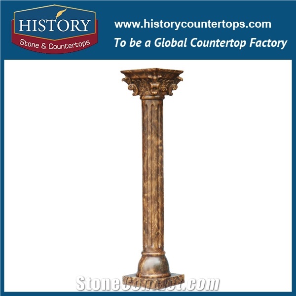 History Stones Western Style Beautiful Decorative Top Quality Indoor Fashionable Brown Marble Stone Column Interior Decoration Pedestal Columns