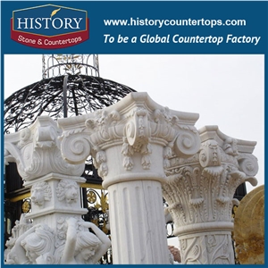 History Stones Wholesale High Quality Western Style Hand Carving Roman Square Pillar Designs with Lady Statue House Gate Construction Pillars.