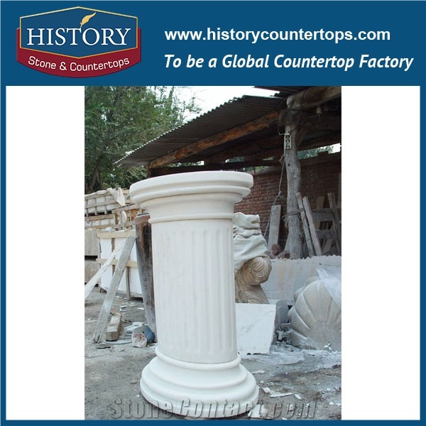 History Stones Wholesale High Quality Western Style Hand Carving Roman Square Pillar Designs with Lady Statue House Gate Construction Pillars.