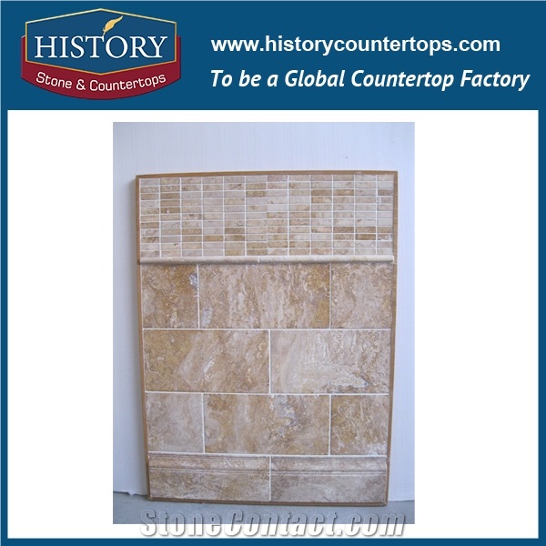 Historystone China Interior Decoration Travertine Tiles Beige Travertine French Pattern Light Rusty Travertine,Cut-To-Size or Customer Specified,Packed in Wooden Crates.