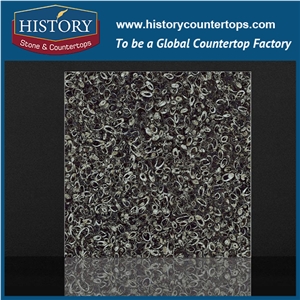 Historystone Chinese Special/Luxury Polished Granite Dream Circle Black Granite Tiles 50x50 Stone Slabs for Floor Covering, Heat Resistant