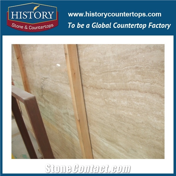 Historystone Imported Beige Travertine in Turkey Tiles Classic French Random Travertine,Wavy Grain Pattern Stone Slabs for Tiles Flooring & Wall Caldding Covering,Best Quality Hottest Cheapest Indoor