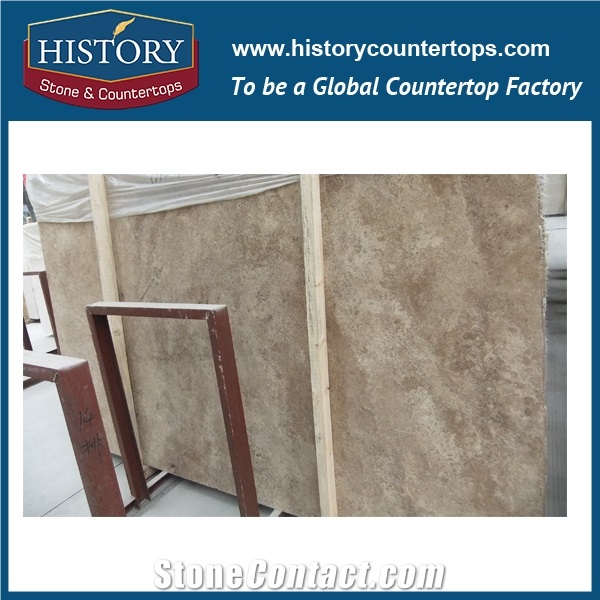 Historystone Imported Best Quality Best Price Iran Coffee Travertine for Sale/New Technology Travertine Ile, Travertine 600*600 800*800 Polished Double Loading Super Glossy Tiles.