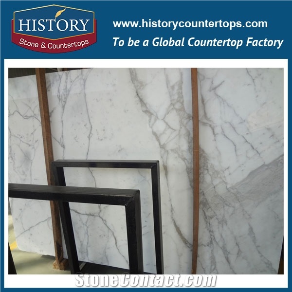 Historystone Imported Calacatta White Italy Polished Marble Flooring and Walling Tiles & Slabs/The Ground/Metope/Stage Face Plate,Widely Used in High-Grade Hotels/Villas/Leisure Places as Decoration M