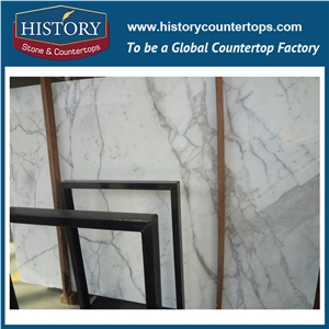Historystone Imported Calacatta White Italy Polished Marble Flooring and Walling Tiles & Slabs/The Ground/Metope/Stage Face Plate,Widely Used in High-Grade Hotels/Villas/Leisure Places as Decoration M
