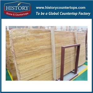Historystone Imported Golden Travertine Polished Surface Wall and Floor Tiles & Slabs with Cheap Price,Be Used Indoor Ground/Interior Walls/The Outdoor / Stage Face Plate,Cut-To-Size or Any Other