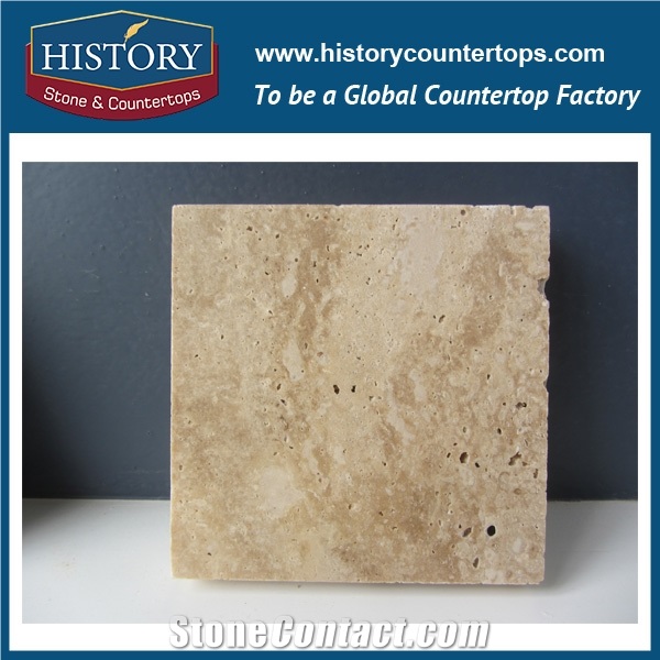 Historystone Imported Stock Iranian Beige Travertine Polished Slabs Stone for Sale Size 2400upx1400upx17mm 400m2,Cut-To-Size or Any Other Customized,Good Quality New Style Design and Hot Sales