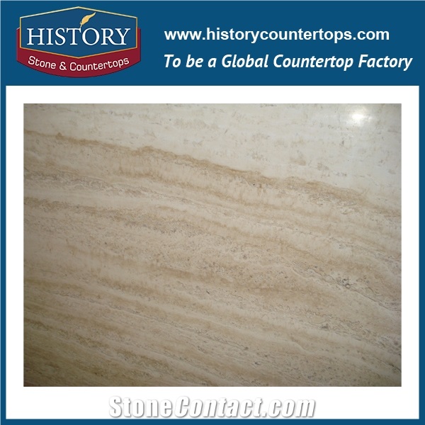 Historystone Imported Top Quality Of Super White Travertine Hoar Line Wavy Grain Pattern High Quality Hot Sales Best Cheap Price Natural Stone Polished for Flooring Tiles & Wall Cladding Covering