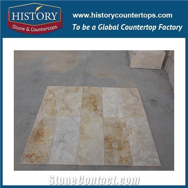 Historystone Modern Light Coffee Travertine Can Be Used for Bathroom Wall or Floor Tile/Kitchen/Hall/Living Room/Swimming Pool and Outside Wall,Best Price and Good Quality