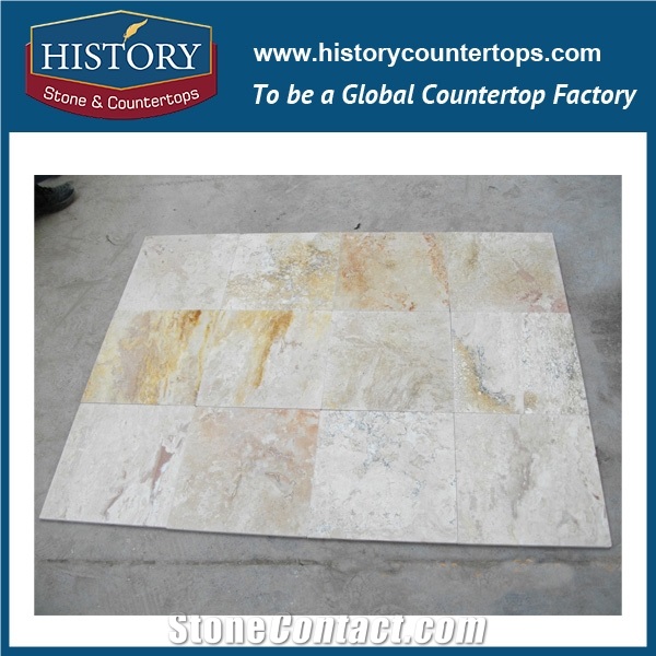 Historystone Modern Light Coffee Travertine High Quality China Cut to Size or Customized,Be Suitable for Flooring Tile/Wall Covering,Hot Sales Natural Stone Polished.Mew Style Designs.