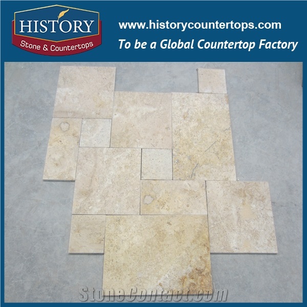 Historystone Modern Light Coffee Travertine Lower Price Polished Surface Flooring Border Designs,High Quanlity and Best Cut to Size Coffee and Yellow,Beautiful Design Unique Style.