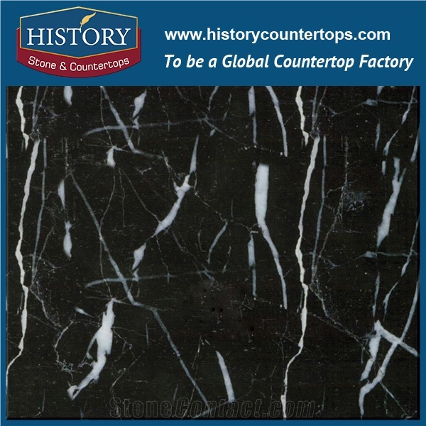 Historystone Natural China Nero Margiua High Quality China Marble Stone Slabs For4 Flooring Tiles and Wall Covering, Kitcgeb Countertops and Vanity Top,Hot Sales Stone Slabs Polished Surface
