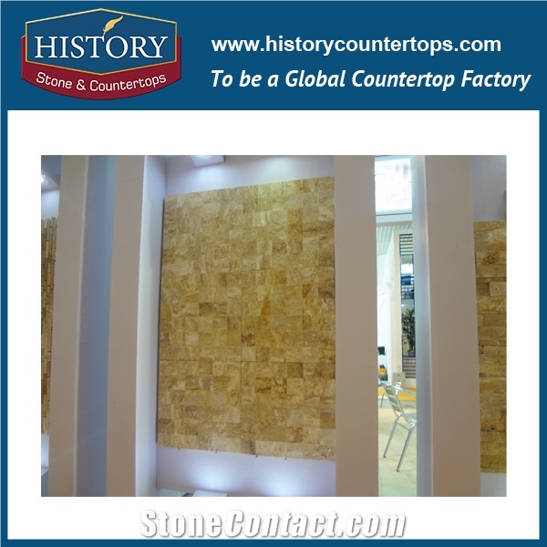 Historystone Yellow Travertine Cheapest Price Natural Stone Polished Tiles & Slabs for Wall and Floor,High Quanlity and Best Cut to Size Coffee and Yellow,Beautiful Design Unique Style