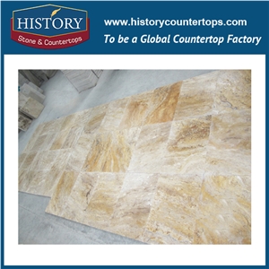 Historystone Yellow Travertine China Cut to Size Travertine Wall and Floor Tiles & Slabs for Bathroom, Best Selling, High Strengh Quality, Own Production Line and Good Design