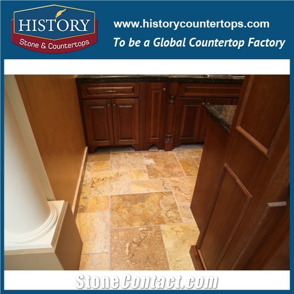 Historystone Yellow Travertine China Polished or Honed Surface Finished,As a Good Construction Material for Interior and Exterior Decoration,High Quality/Low Price/Fast Delivery, Standard Seaworthy