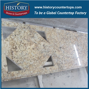 Hot Sale Persa Gold Granite Countertop for Solid Surface Kichen Worktops, Polished Custom Countertops, Polishing Island Tops, Cut-To-Size with Customized Edges