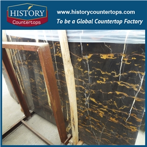 Hot Sale Product Cheap Afghan Polished Black and Gold Nero Portoro Marble Slab China Manufacturer Supply for Background Wall Covering Tile and Project Flooring Tiles