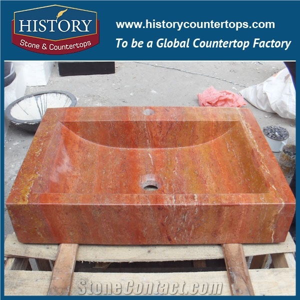 Hot Sale Unique Delicate Modern Natural Stone Sink, Free Sample New Arrival Carved Kitchen Stone Sink and Red Travertine Wash Basin