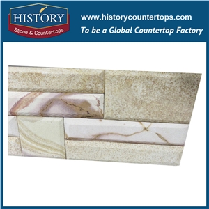 Iridescent Color Decorative Wall Panels, Polished Surface Thin Stone Veneers, Wall Cladding Shining Sandstone Ledge Stone
