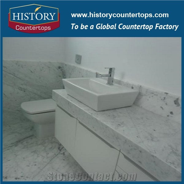 Italy White Marble Bathroom Countertop, Polishing Vanity Tops, Custom Tops with Customized Edges for Hospitality Project