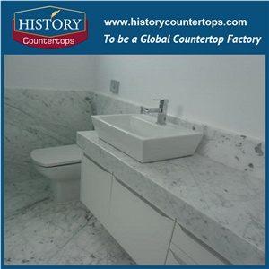 Italy White Marble Bathroom Countertop, Polishing Vanity Tops, Custom Tops with Customized Edges for Hospitality Project