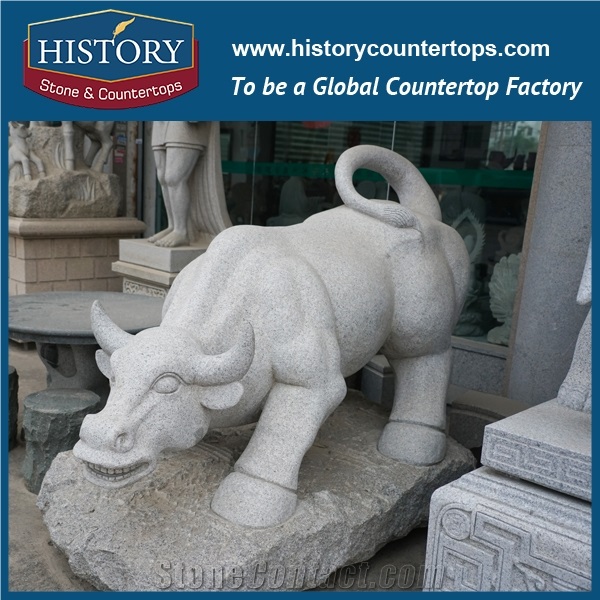 Large Cheap Price Hand Carved Stone Animal Figurines Natural Granite Grey Color Famous Water Buffalo Carving Decorative Sculpture