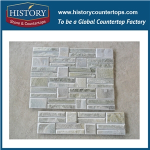 Light Green Natural Split Fireproof Slate Culture Stone for Interlocking Indoor & Outdoor Wall Covering
