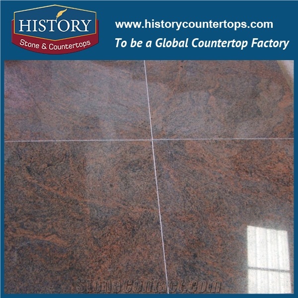 Multicolor Red India Granite Slabs Flamed Flooring Tiles & Wall Cladding Covering, Kitchen Countertops & Bathroom Vanity Top Polished Surface for Residence and Commercial Projects, Natural Stone Inter