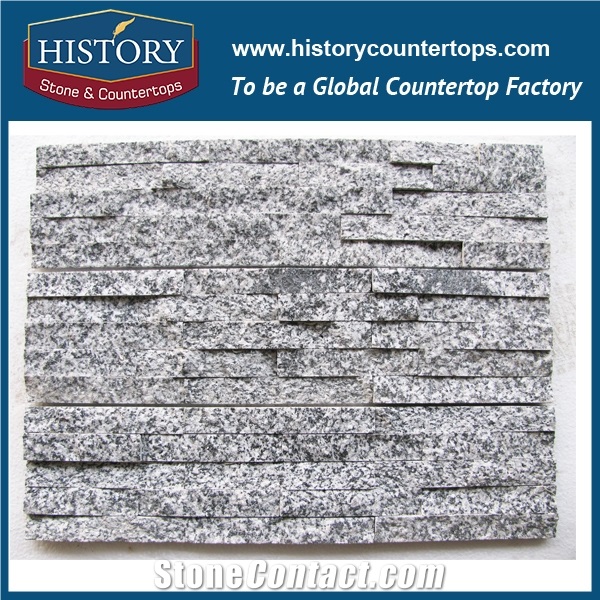 Natural Grey Stacked Granite Building Cultured Stone for Interlocking Exposed Feature Wall Cladding, Decorative Walling Panels and Veneers
