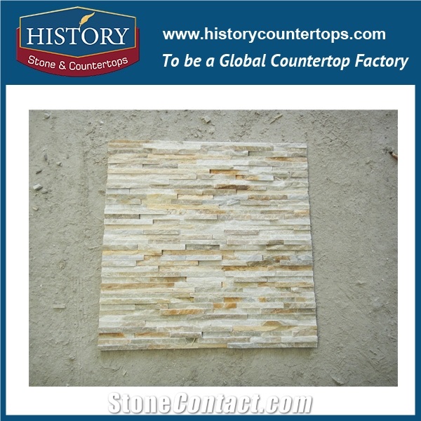 Natural Split Wall Decoration Covering Manufactured Light Green Wood Color Type Z Strip Slate Culture Stone