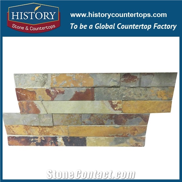Natural Surface Rusty Slate Culture Stone for Multi-Style Exterior Wall Covering, Corner Panels