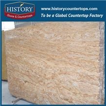 New Kashmir Golden Granite Slabs Flamed Flooring Tiles & Wall Covering for Interior and Exterior Construction Material, Used for Kitchen Countertops & Bathroom Vanity Top Polished Surface for Residenc