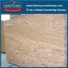 New Kashmir Golden Granite Slabs Flamed Flooring Tiles & Wall Covering for Interior and Exterior Construction Material, Used for Kitchen Countertops & Bathroom Vanity Top Polished Surface for Residenc