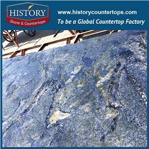 Polioshed Azul Bahia Blue Slab Good Price Tile Stone,Flamed and Brushed Surface High Quality Cut to Size for Countertops,Exterior - Interior Wall and Floor Applications